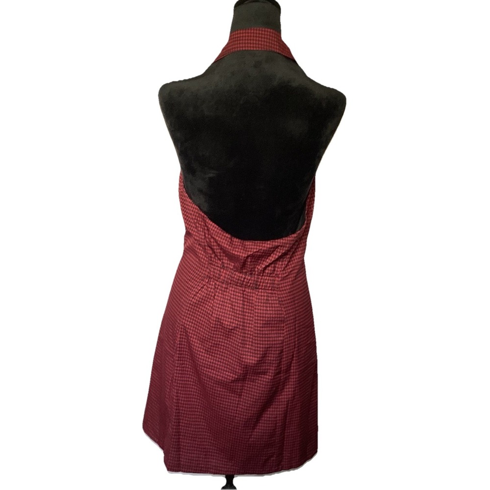 NWT Emory Park Sleeveless V Neck Halter Vest Short Checkered Button Up dress Red - Picture 2 of 16